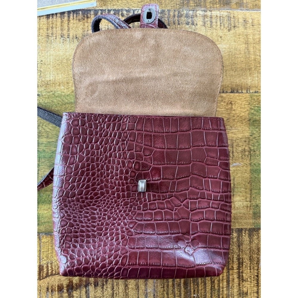 Patricia Nash Burgundy Croc Embossed Leather Convertible Backpack Crossbody Bag‎ - Picture 6 of 10